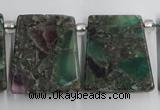 CTD200 Top drilled 20*24mm trapezoid fluorite & pyrite beads