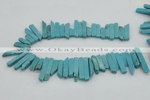 CTD2018 Top drilled 6*20mm - 8*45mm sticks turquoise beads