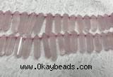 CTD2114 Top drilled 10*25mm - 12*45mm sticks rose quartz beads