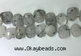 CTD2143 15*25mm - 18*25mm freeform black rutilated quartz  beads