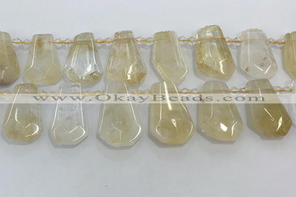 CTD2267 Top drilled 16*28mm - 20*30mm faceted freeform citrine beads