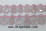 CTD2271 Top drilled 16*28mm - 20*30mm faceted freeform rose quartz beads