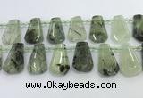 CTD2273 16*28mm - 20*30mm faceted freeform green rutilated quartz beads