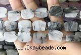 CTD2284 Top drilled 15*20mm - 17*23mm freeform black rutilated quartz beads