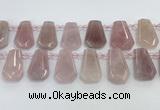 CTD2357 Top drilled 16*18mm - 20*30mm freeform Madagascar rose quartz beads