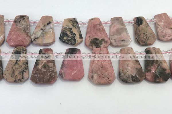 CTD2360 Top drilled 16*18mm - 20*30mm faceted freeform rhodonite beads