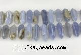 CTD2390 Top drilled 13*30mm - 14*42mm sticks blue chalcedony beads