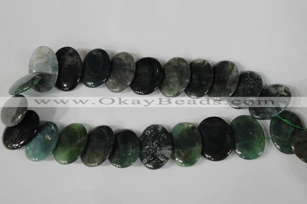 CTD25 Top drilled 20*30mm oval moss agate beads wholesale