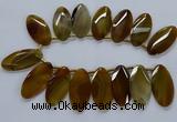 CTD2530 Top drilled 28*57mm faceted oval agate gemstone beads