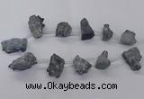 CTD2616 Top drilled 15*25mm - 25*35mm nuggets plated druzy quartz beads