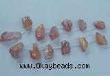 CTD2622 Top drilled 10*25mm - 20*45mm nuggets plated druzy quartz beads