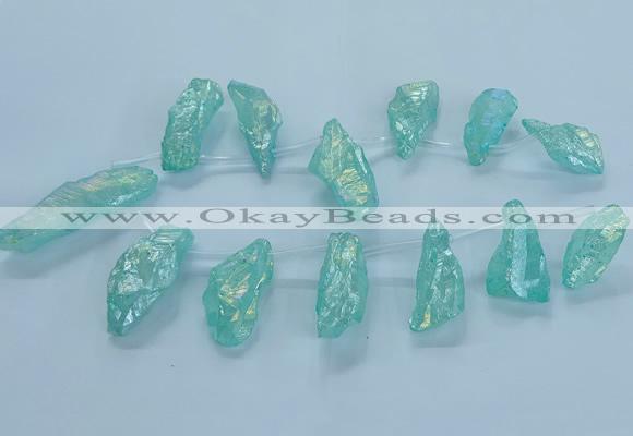 CTD2625 Top drilled 10*25mm - 20*45mm nuggets plated druzy quartz beads