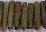 CTD2676 Top drilled 8*30mm - 12*50mm bullet agate fossil beads