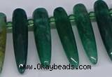 CTD2728 Top drilled 8*35mm bullet agate gemstone beads wholesale