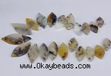 CTD2735 Top drilled 15*30mm - 25*50mm marquise montana agate beads