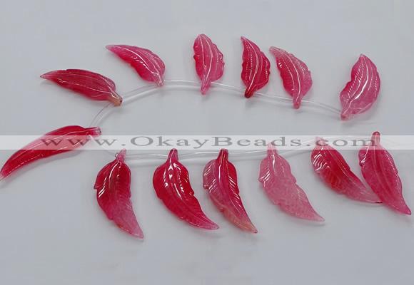 CTD2774 Top drilled 20*45mm - 25*55mm carved leaf agate beads