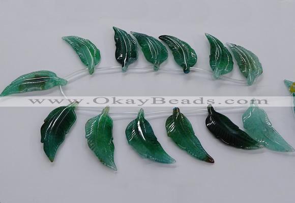 CTD2776 Top drilled 20*45mm - 25*55mm carved leaf agate beads