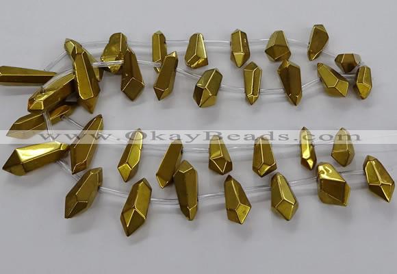 CTD2874 Top drilled 10*20mm - 15*50mm sticks plated quartz beads