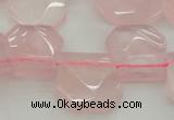 CTD314 Top drilled 15*18mm - 18*20mm faceted freeform rose quartz beads