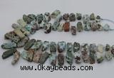 CTD3515 Top drilled 8*15mm - 12*35mm sticks larimar beads