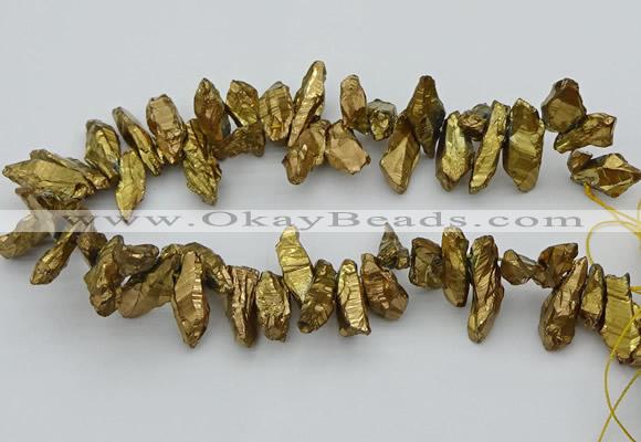 CTD3556 Top drilled 10*20mm - 12*30mm sticks plated quartz beads