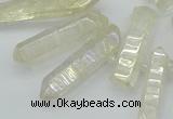 CTD3575 Top drilled 6*20mm - 8*45mm sticks plated white crystal beads