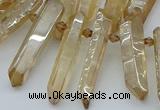 CTD3576 Top drilled 6*20mm - 8*45mm sticks plated white crystal beads