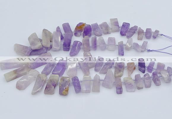 CTD3587 Top drilled 10*20mm - 12*40mm sticks lavender amethyst beads