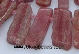 CTD3588 Top drilled 10*20mm - 12*40mm sticks strawberry quartz beads