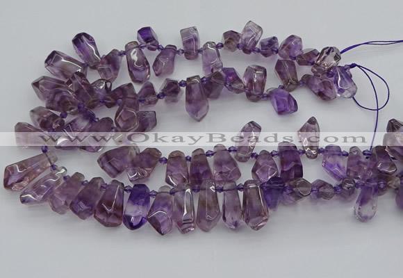 CTD3621 Top drilled 9*18mm - 16*30mm faceted nuggets ametrine beads