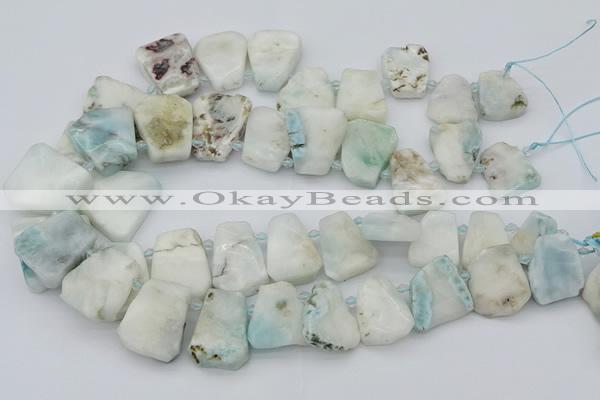 CTD3642 Top drilled 15*20mm - 25*30mm freeform larimar gemstone beads