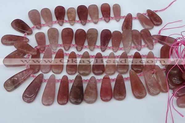 CTD3650 Top drilled 10*20mm - 15*45mm freeform strawberry quartz beads