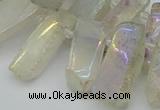 CTD3656 Top drilled 8*15mm - 11*30mm sticks plated white crystal beads