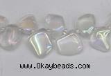 CTD3671 Top drilled 5*8mm - 10*14mm freeform plated white crystal beads