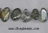 CTD3672 Top drilled 5*8mm - 10*14mm freeform plated white crystal beads