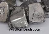 CTD3683 Top drilled 15*20mm - 25*30mm freeform plated white crystal beads