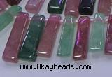 CTD3691 Top drilled 6*16mm - 8*40mm sticks mixed strawberry quartz beads