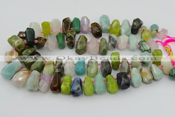 CTD3700 Top drilled 10*15mm - 15*25mm faceted nuggets mixed gemstone beads