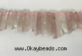 CTD3721 Top drilled 8*20mm - 10*50mm sticks rose quartz beads