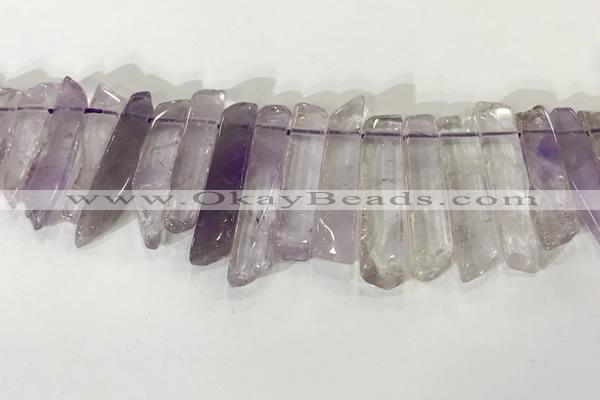 CTD3722 Top drilled 8*20mm - 10*50mm sticks light amethyst beads