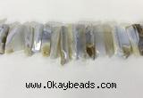 CTD3730 Top drilled 8*20mm - 10*50mm sticks blue chalcedony beads