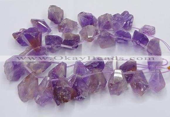 CTD3751 Top drilled 15*20mm - 25*30mm faceted nuggets amethyst beads