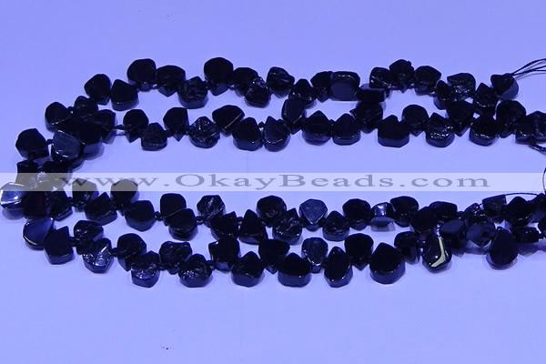 CTD3864 Top drilled 8*10mm - 10*12mm freeform black tourmaline beads