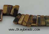 CTD402 Top drilled 4*15mm - 6*20mm sticks yellow tiger eye beads