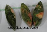 CTD42 Top drilled 10*25mm – 17*50mm marquise unakite gemstone beads