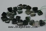 CTD435 Top drilled 18*25mm - 22*30mm freeform moss agate beads