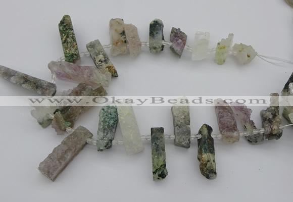 CTD442 Top drilled 10*20mm - 12*50mm sticks druzy amethyst beads