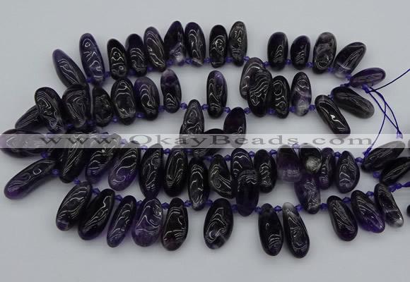 CTD448 Top drilled 10*20mm - 15*30mm freeform amethyst beads