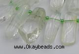 CTD454 15.5 inches 8*20mm - 15*38mm freeform green phantom quartz beads