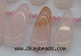 CTD476 Top drilled 12*25mm - 15*45mm freeform rose quartz beads